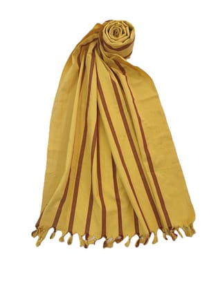 Dhaga Vishwas Ka Yellow Striped Handloom Cotton Stole