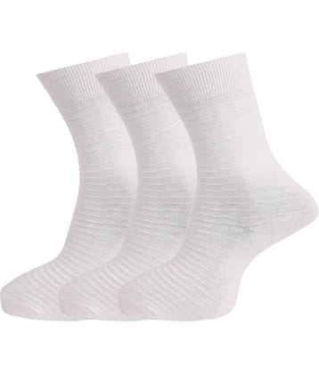 Dollar - Cotton Men's Self Design White Full Length Socks ( Pack of 3 )