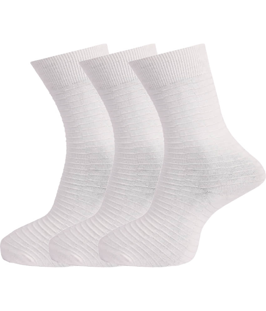 Dollar - Cotton Men's Self Design White Full Length Socks ( Pack of 3 )