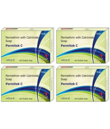 Meditek Permitek C Soap for Scalp Treatment 75Gms. Each - Antibacterial Soap for Normal Skin ( Pack of 4 )