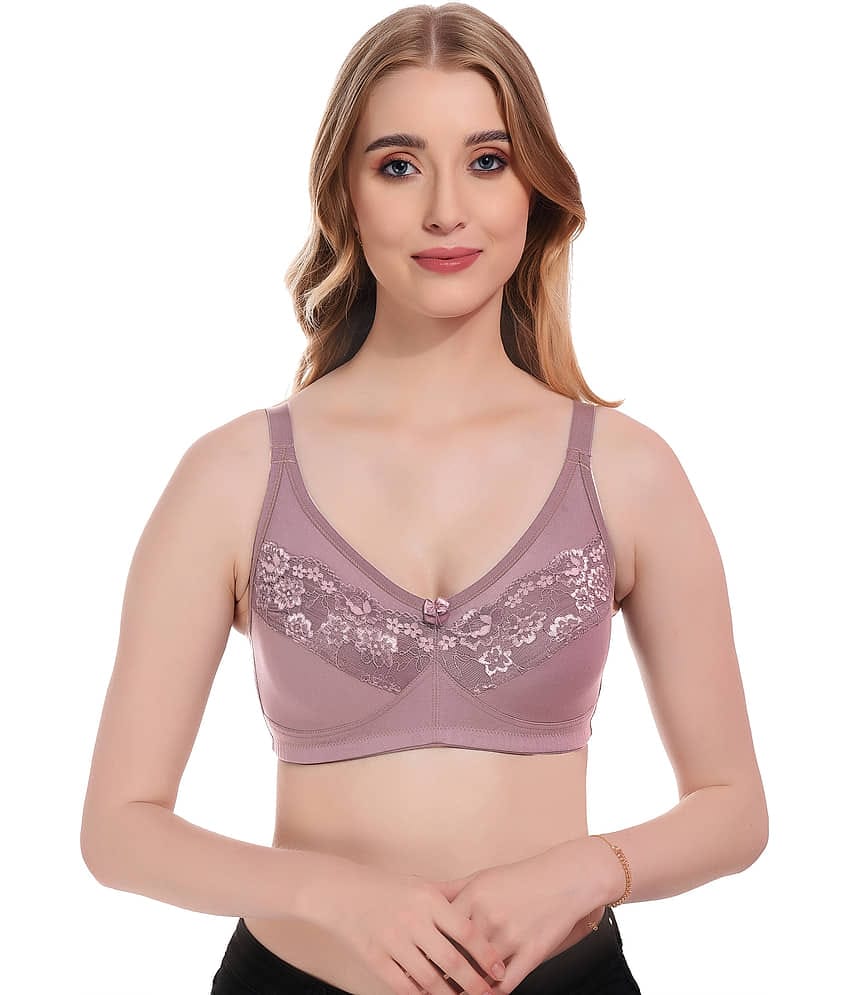 Elina Pack of 1 Lace Non Padded Minimizer Bra For Women ( Mauve )