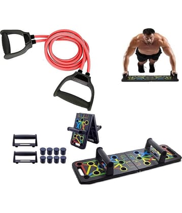 Shopeleven Double Toning Tube Exercise Resistance Tube With 14 in 1 Home Workout Pushup Board, Pushup Bar System