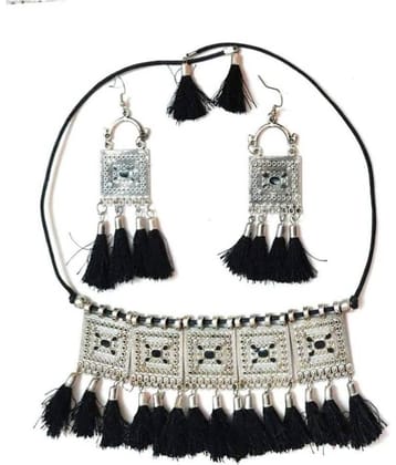 Sunhari Jewels - Black German Silver Necklace Set ( Pack of 1 )