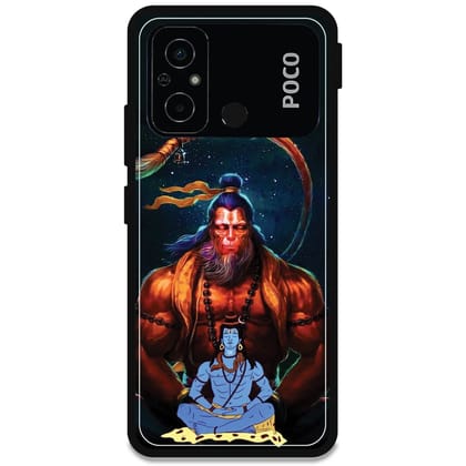 Lord Shiva & Lord Hanuman - Glossy Metal Silicone Case For Poco Models-Poco C55