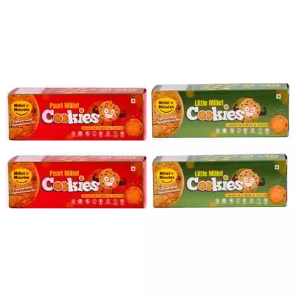 MilletnMinutes Pearl Millet (2 Packs) & Little Millet (2 Packs) –Combo of Nutrient-Rich, Gluten-Free Whole Grains 100gm each