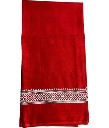 Mk weaves Pack of 1 Cotton 325 -GSM Bath Towel & Scarves ( Red )