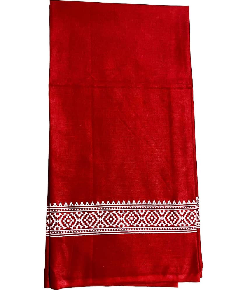 Mk weaves Pack of 1 Cotton 325 -GSM Bath Towel & Scarves ( Red )