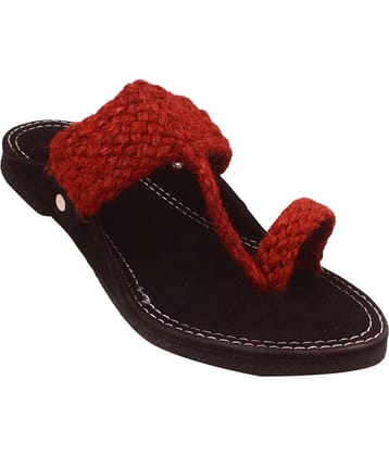 Anjaneya Creations Red Men's Kolhapuris