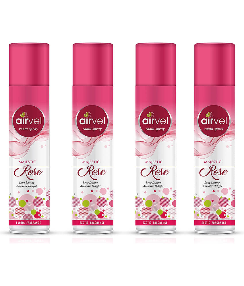 Airvel Rose Fragrance Room Spray Air Freshener for Home, Bathroom and Car 217ml ( Pack of 4 )
