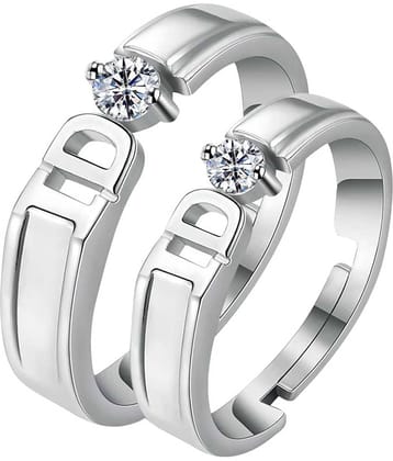 Paola  Adjustable Couple Rings Set for lovers Silverplated Exclusive I DO Solitaire Valentine Gift Sets  For Men And Women Jewellery