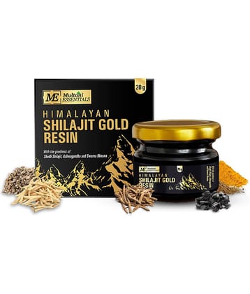Multani Essentials Himalayan Shilajit Gold Resin with Ashwagandha, Gokhru, Haldi, Safed Musli & Gold Extract for Strength, Vitality & Overall Well-being | Supports Stamina & Rejuvenation | 20 GM
