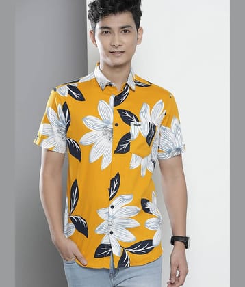 The Indian Garage Co Men Yellow Regular Fit Floral Opaque Printed Casual Shirt