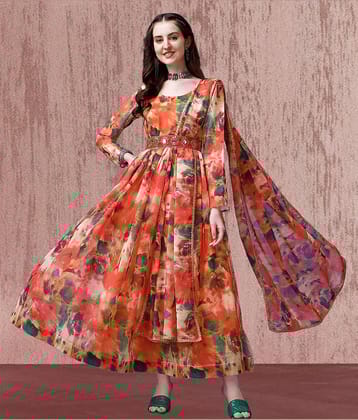 kedar fab Multicolor Anarkali Georgette Women's Stitched Ethnic Gown ( Pack of 1 )