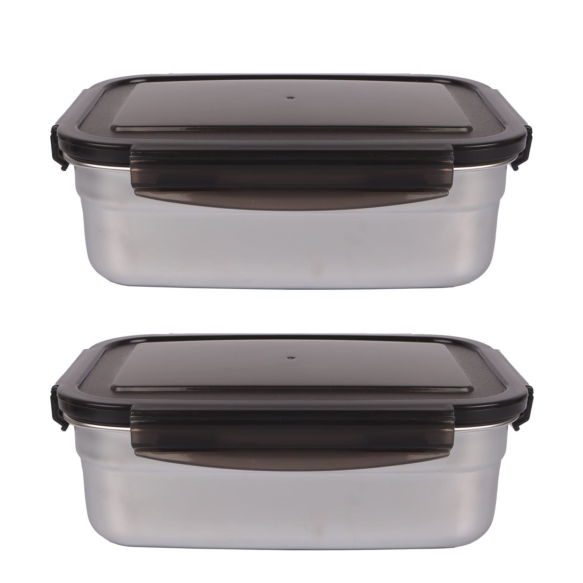 Femora High Steel Square Container Airtight Leakproof Unbreakable Storage Container/Lunch Box - 750 ml/gm - Set of 2?