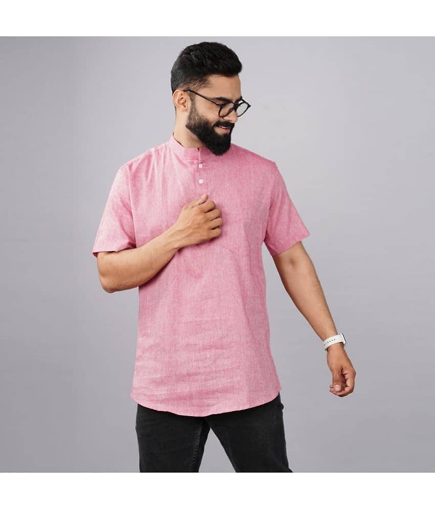 QuaClo - Pink Cotton Blend Men's Shirt Style Kurta ( Pack of 1 )