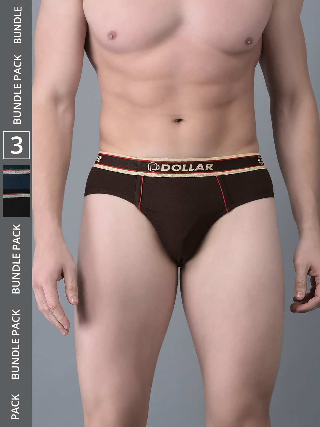 Men's Assorted Pack of 3 Combed Cotton Solid Brief With Anti-Microbial Odour Control