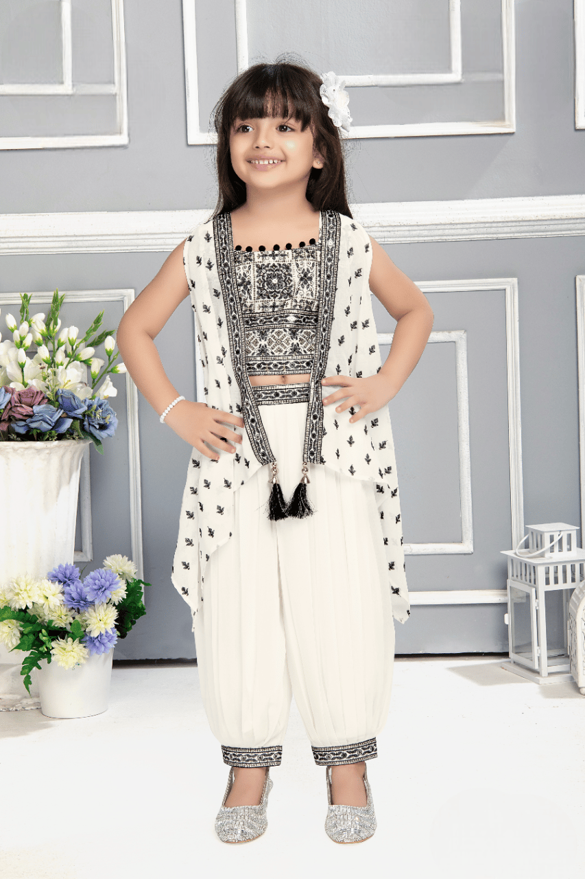 Girls White Fancy Designer Printed Patiala suit-981 WHT / White / 18
