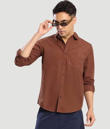 Bene Kleed 100% Cotton Regular Fit Solids Full Sleeves Men's Casual Shirt - Brown ( Pack of 1 )