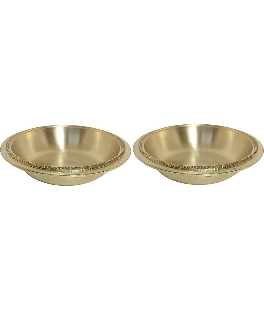A & H ENTERPRISES Hand Made MATTE Sweet Dish Brass Plain Dessert Bowl 10 cm ( Set of 2 ) Brass
