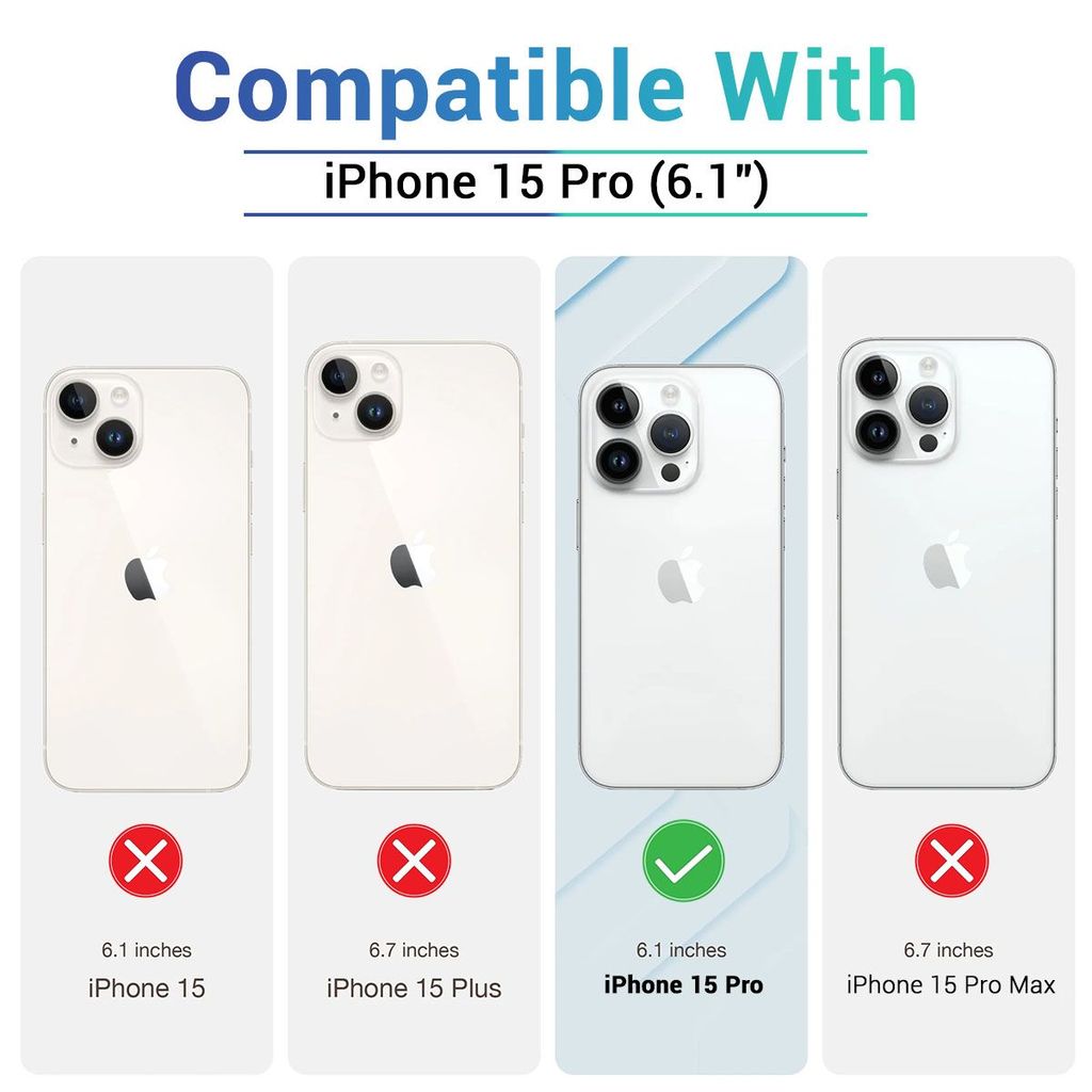 LIRAMARK Liquid Silicone Soft Back Cover Case for iPhone 15 Pro (6.1 inch)