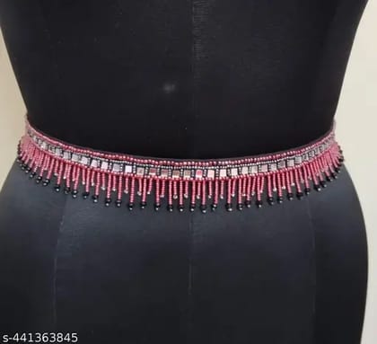 KAMARBAND - purple colour beaded with mirrors