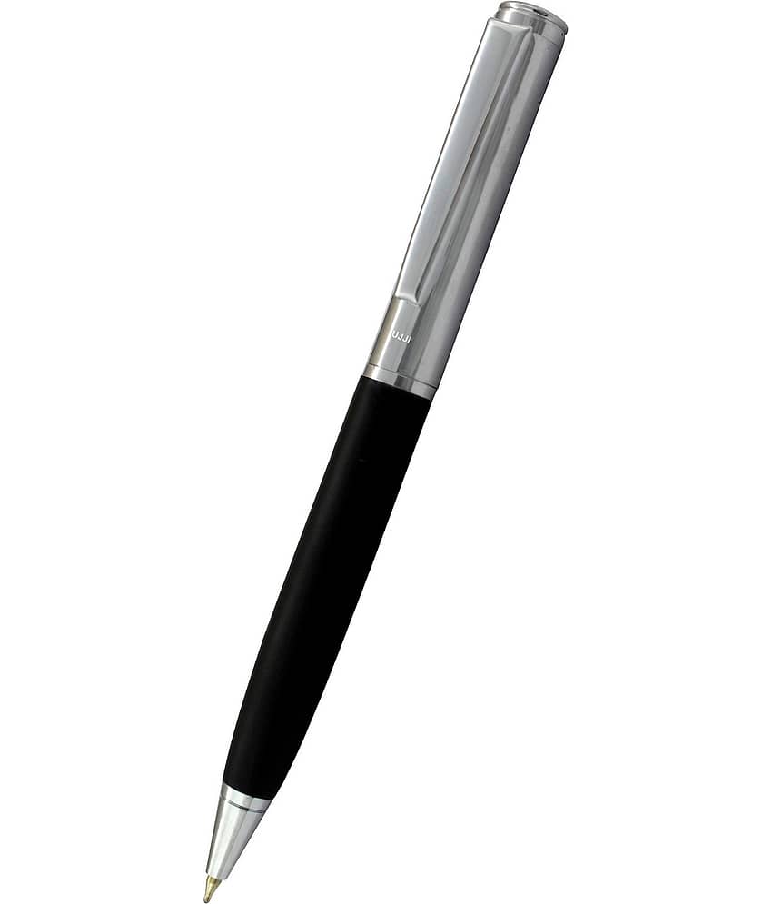 UJJi Matte Black with Chrome Clip (Blue Ink) Ball Pen
