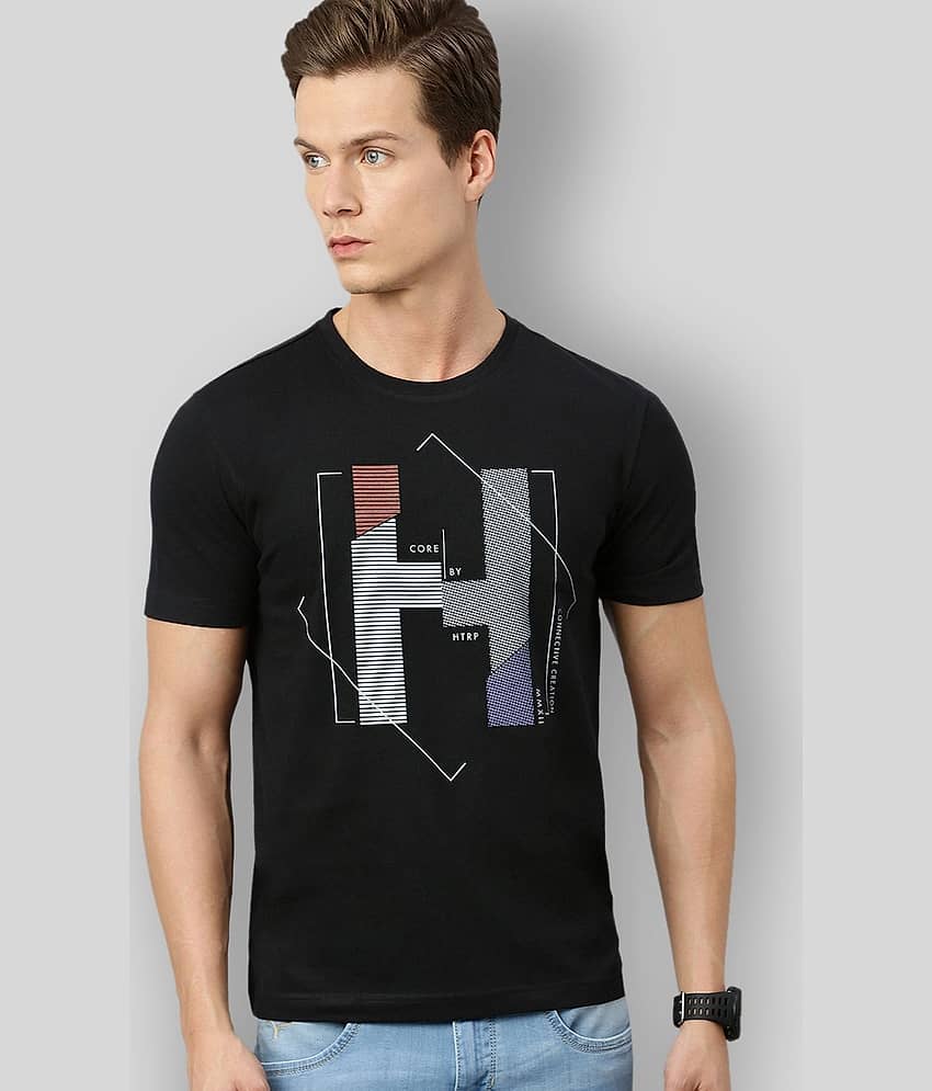 Huetrap Pack of 1 Cotton Blend Regular Fit Men's T-Shirt ( Black )