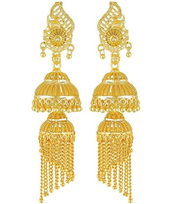 VIVASTRI Golden Jhumki Earrings ( Pack of 1 )
