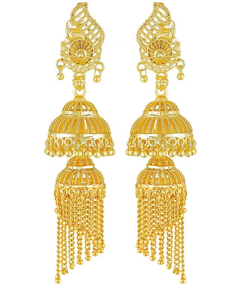 VIVASTRI Golden Jhumki Earrings ( Pack of 1 )