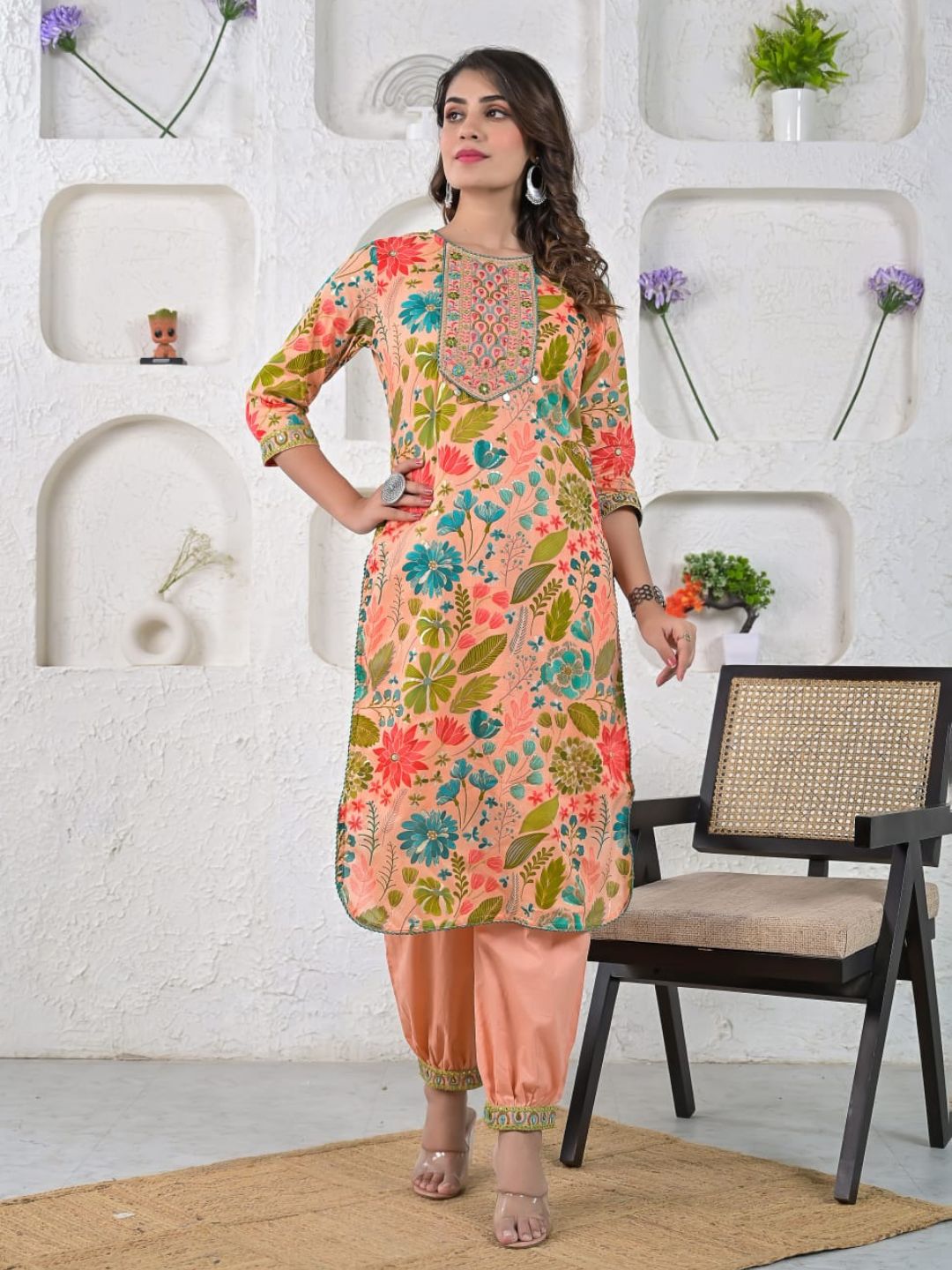 Peach Afghani Pant Set-40