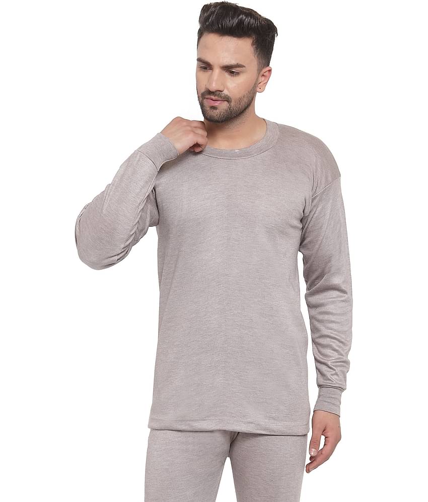 Uzarus Pack of 1 Cotton Blend Thermal Tops For Men's ( Beige )