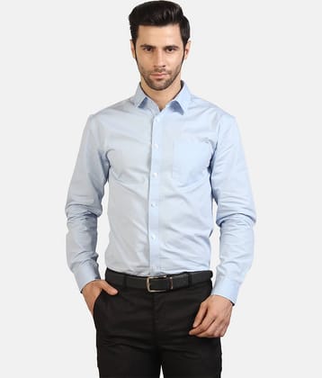 Life Roads - Light Blue Cotton Slim Fit Men's Formal Shirt ( Pack of 1 )