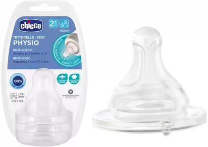 Chicco Perfect 2m+ Medium Silicone 2 pcs-Baby Feeding Bottle Nipple / 2m+