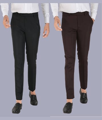 CLARE&CLARA Multicolor Slim Formal Trouser ( Pack of 2 )