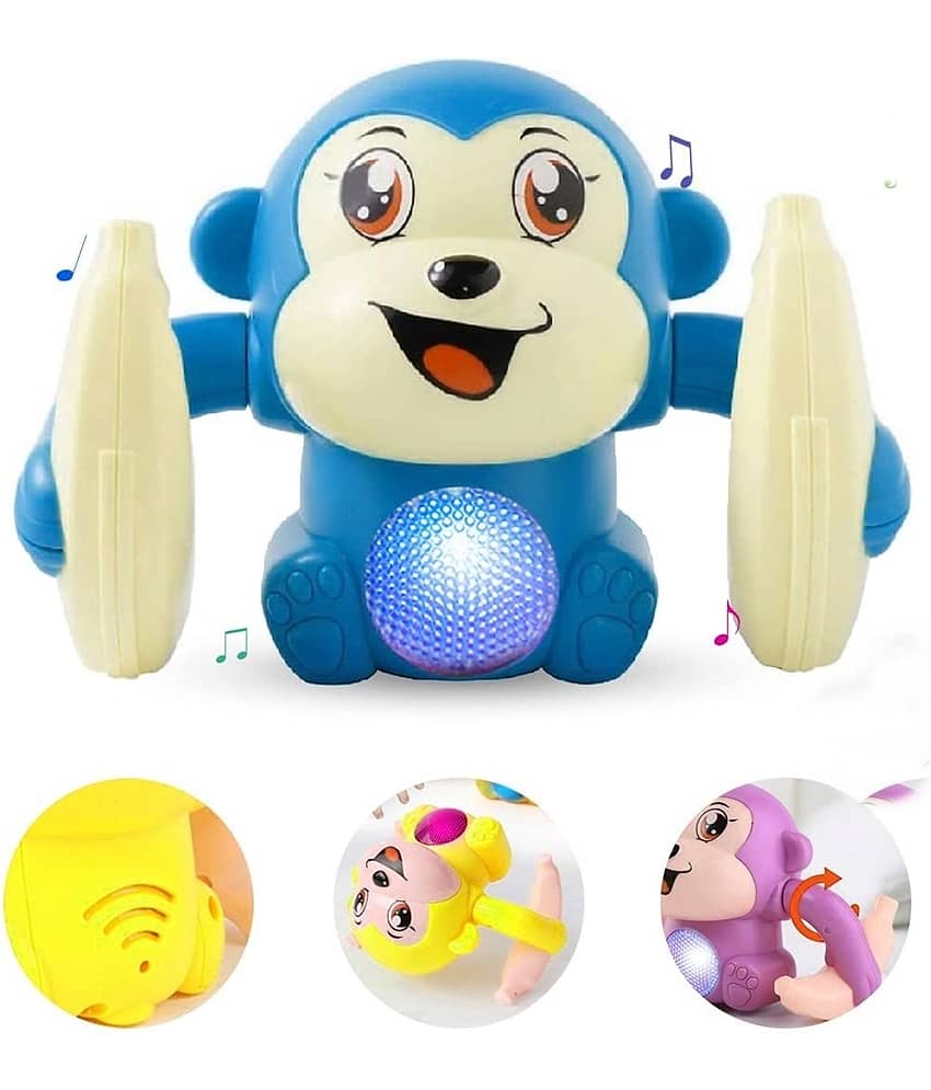 FRATELLI Dancing Monkey Musical Toy for Kids Baby Spinning Rolling Doll Tumble Toy  - ISI Mark - Made in India