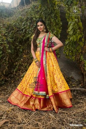 Charming Yellow Color Embroidered Semi Stitched Lahenga Choli