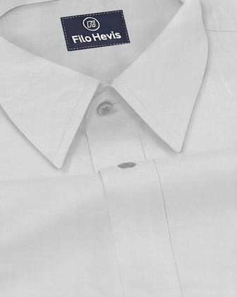 Men's Pure Linen Casual Shirt - White-M