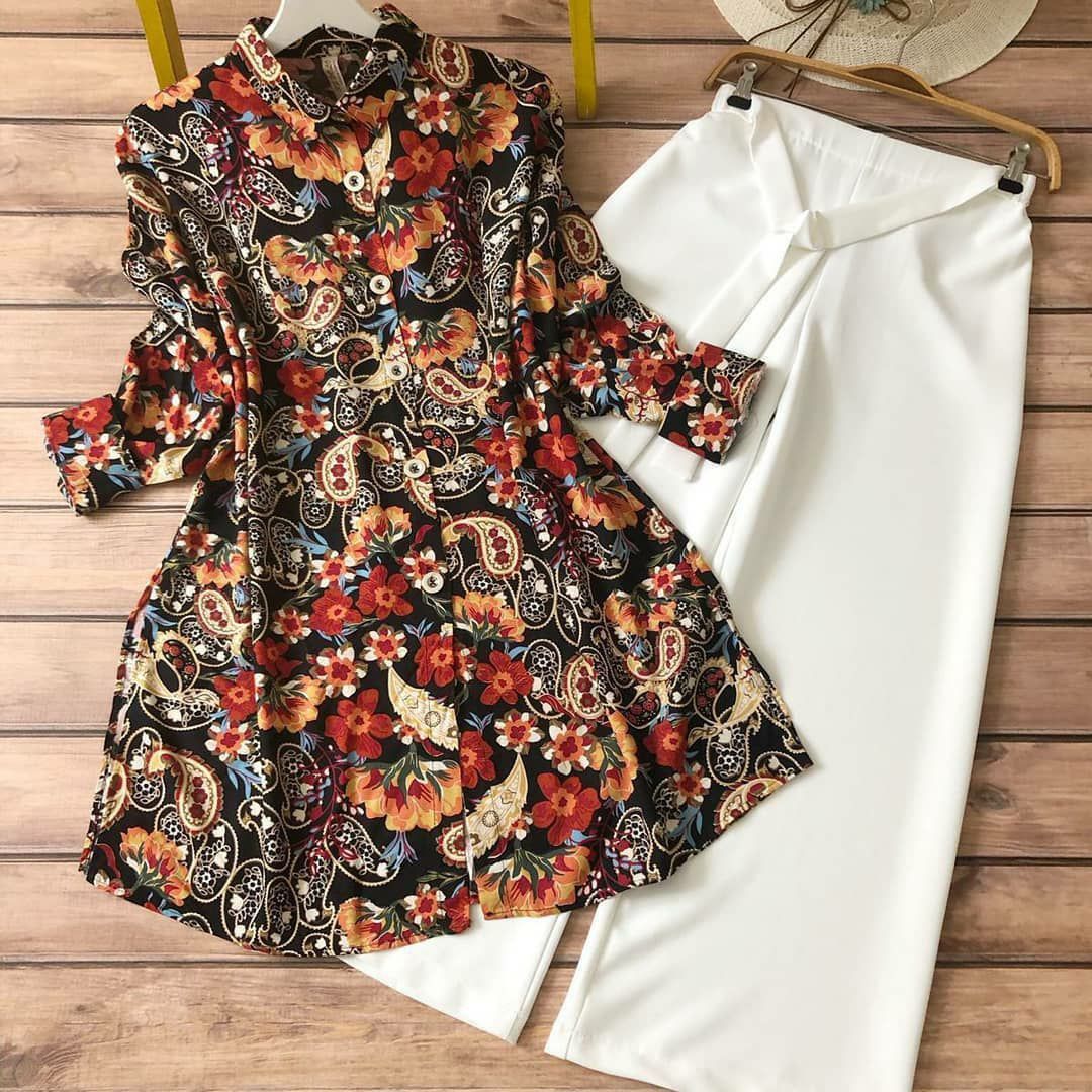 Elegant Floral Print Kurti Paired with White Palazzo, Ideal For a Stylish Western look by GlamaStitch-M