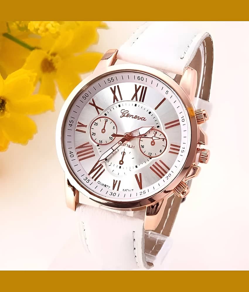 Cosmic White Leather Analog Men's Watch