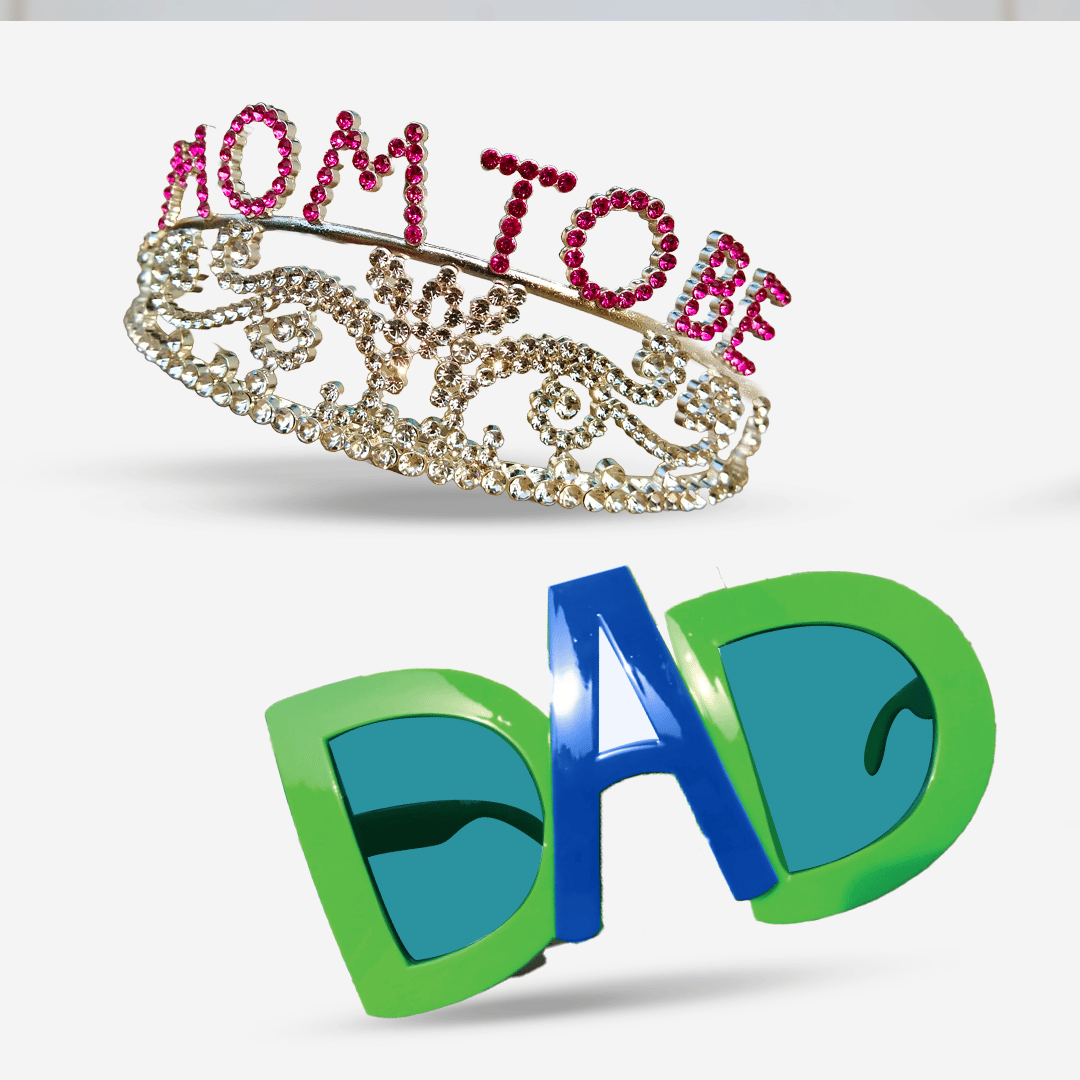 Wanna Party Mom to Be crown and Dad to be Sunglasses Combo Pack