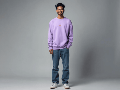 Taarak Mehta Ka Ooltah Chashmah| Printed Crew Neck Cotton 350 GSM Lavender Winter Sweatshirt (SODA SODA BANAO)