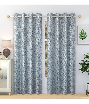 Homefab India Abstract Blackout Eyelet Door Curtain 7ft (Pack of 2) - Blue