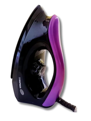 HAFNER AZURE 1000-watt Dry Iron With American Heritage Sole Plate, Aerodynamic Design, Easy Grip Temperature Knob & 2 years Warranty. (Purple)