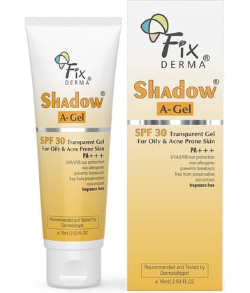 Fixderma Shadow A,Gel SPF 30 Sunscreen For Acne Prone Skin, Nongreasy Sunscreengel, 75ml