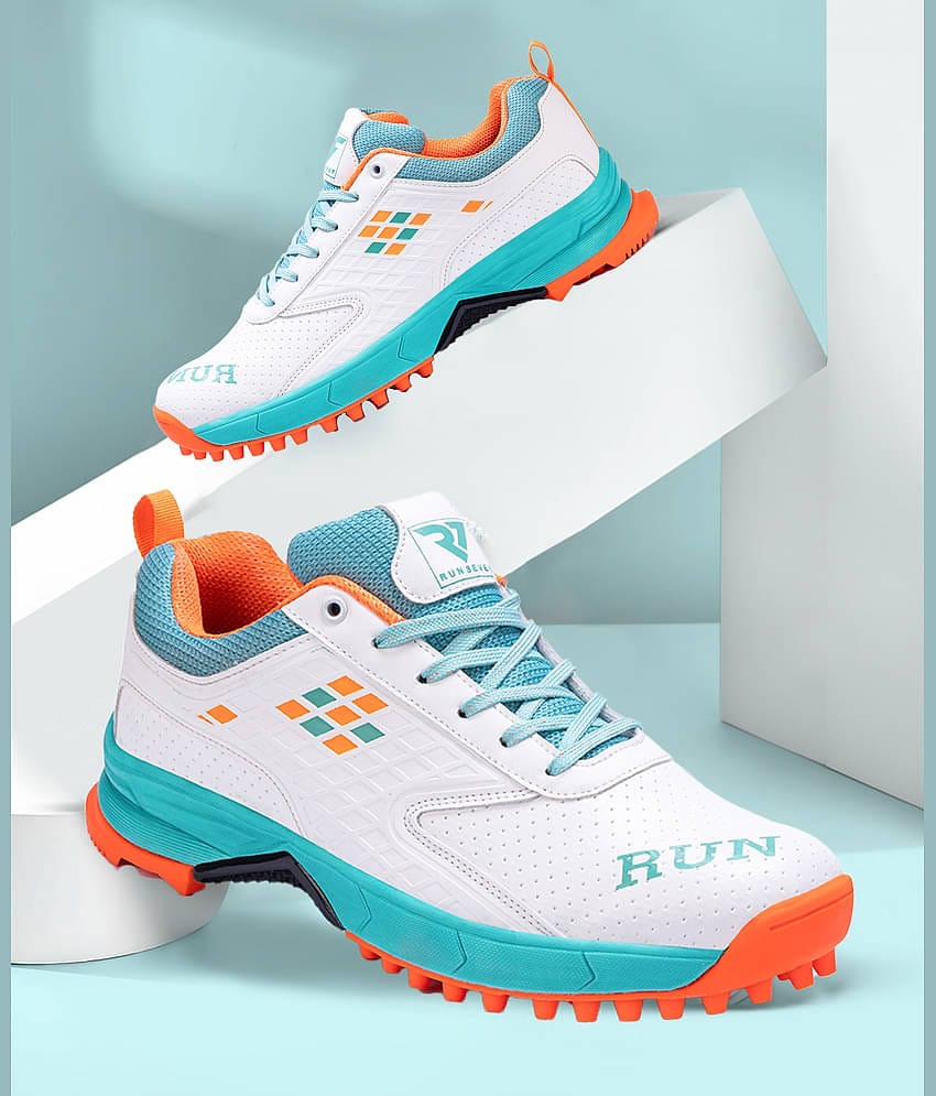 RUN SEVEN Green Cricket Shoes