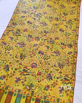Mustard Kani Pashmina Shawl – Handwoven Floral Design in Pure Wool | Timeless Kashmiri Elegance by Heritage Design Inc