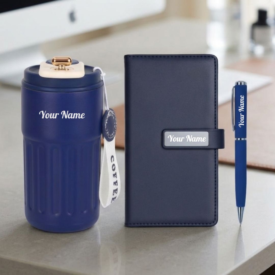 Personalized Smart Tumbler Gift Set with Diary & Pen