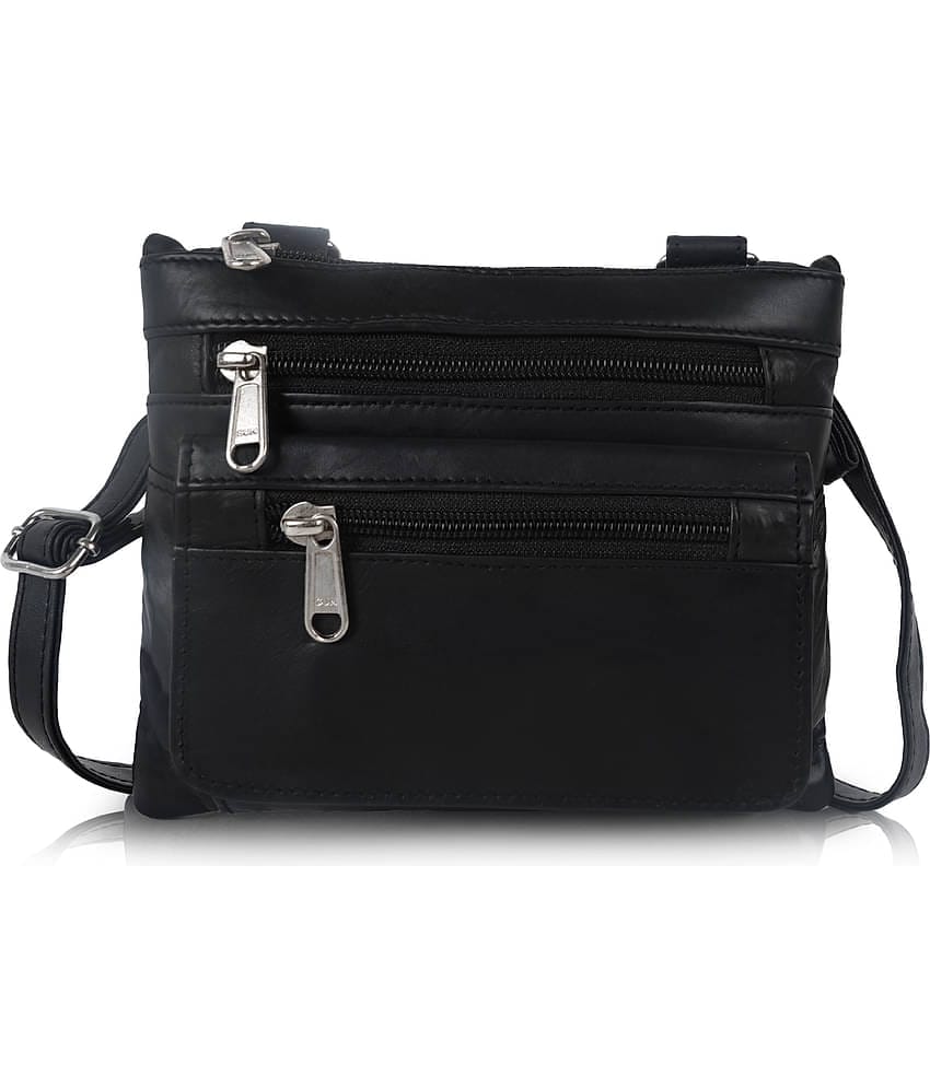 CIMONI Sling Bag Pure Leather Set of 1 ( Black )