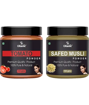 Oilanic 100% Pure Tomato Powder & Safed Musli Powder For Skin Hair Mask 200 g Pack of 2