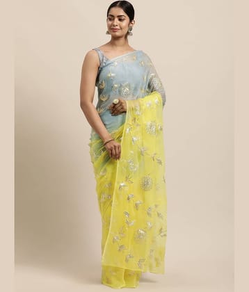 DIKONA DESIGNER Organza Solid Saree With Unstitched Blouse Piece ( Multicolor2 )